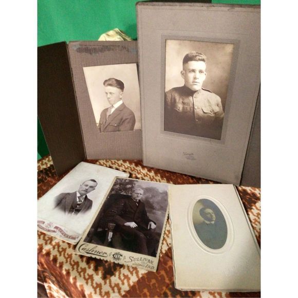 Antique Cabinet Photos One Military Photo Bundle of 5? - Picture 2 of 11